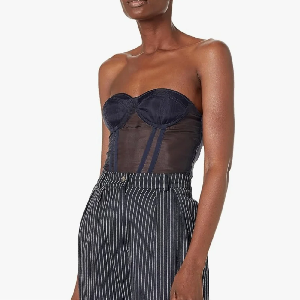 The Drop womens Sky Captain Organza Corset by @signedblakeBlouses ~ Blue - Picture 4 of 16